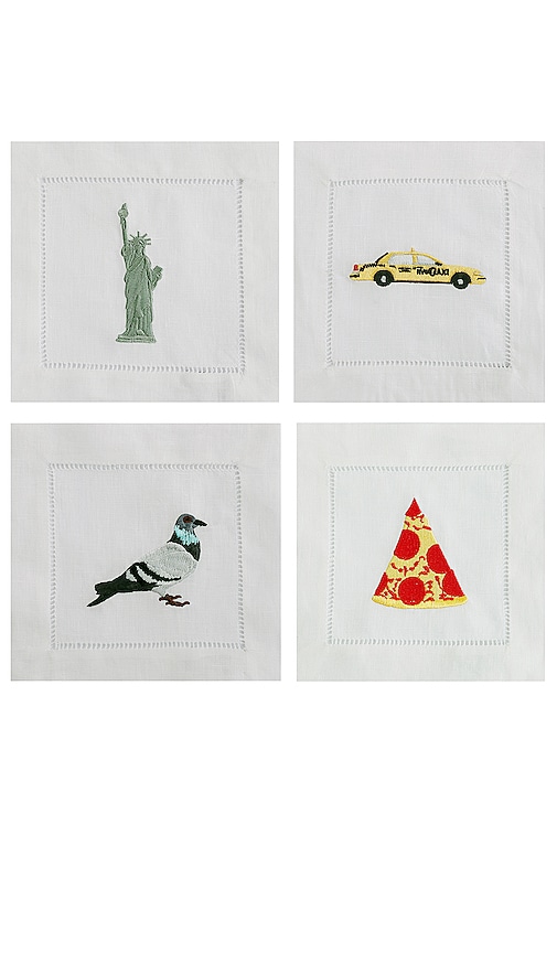 Chefanie I Heart Ny Cocktail Napkins Set Of 4 in White