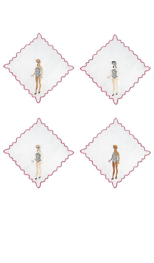 Chefanie Barbie Cocktail Napkins Set Of 4 In N,a