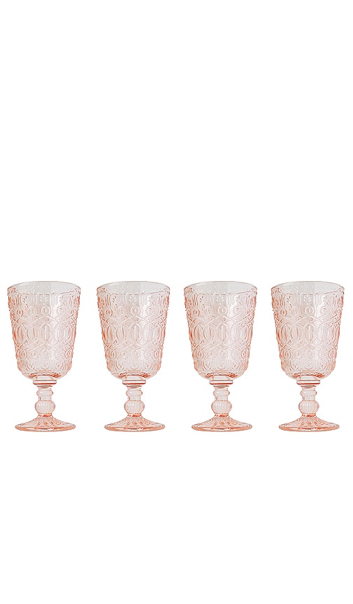 Chefanie Pink Stem Glasses Set Of 4 in Pink