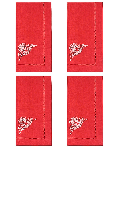 Chefanie Angel Dinner Napkin Set Of 4 in Red