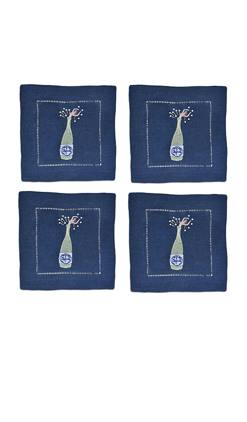 Shop Chefanie Midnight Champagne Cocktail Napkins In Navy