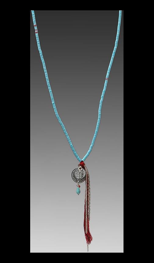 CHAN LUU Sequin Charm Tassel Necklace en Light Blue Combo REVOLVE