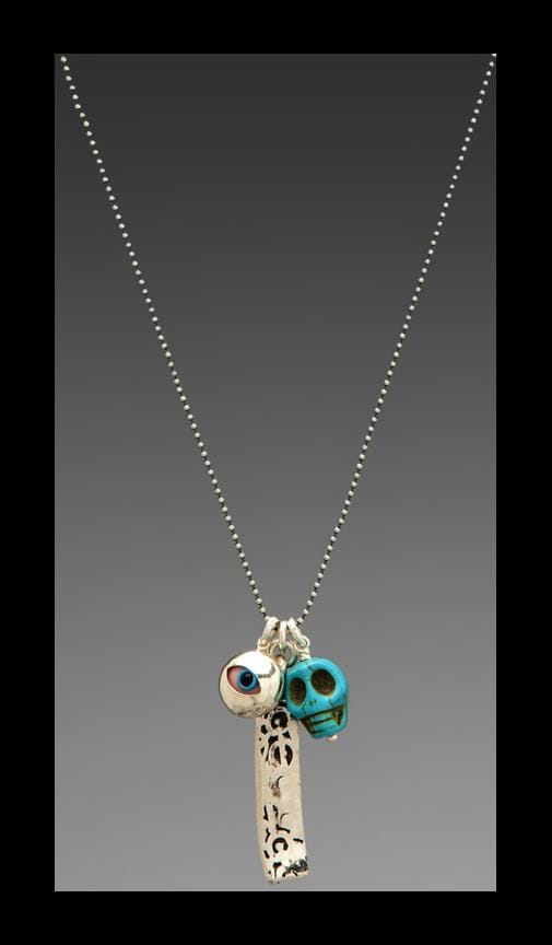 CHAN LUU Skull Charm Necklace in Turquoise Mix REVOLVE