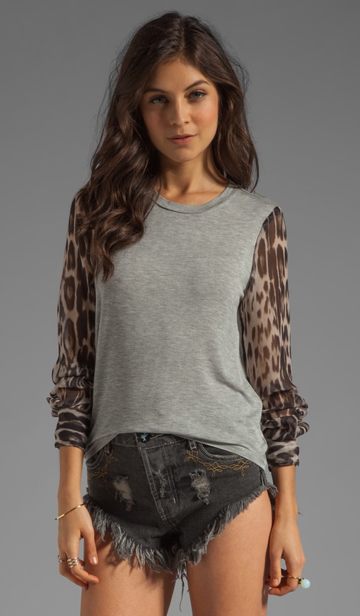 Knit Pullover with Printed Sleeves