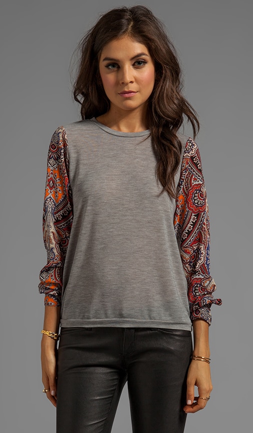 Knit Pullover with Chiffon Sleeves
