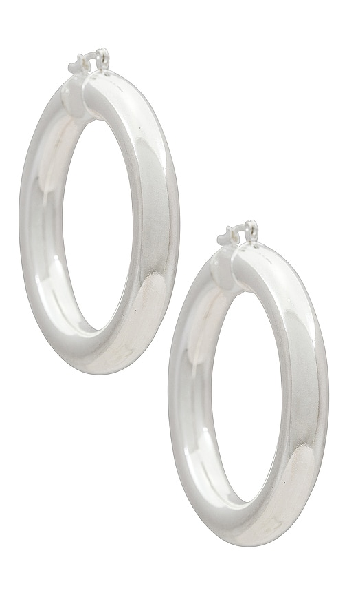 Child Of Wild Large Aubree Tube Hoops In Metallic Silver