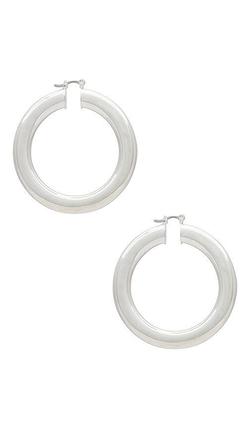 Shop Child Of Wild Large Aubree Tube Hoops In Metallic Silver