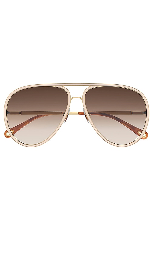 Chloe Vitto Pilot Sunglasses in Shiny Classic Gold & Gradient Brown