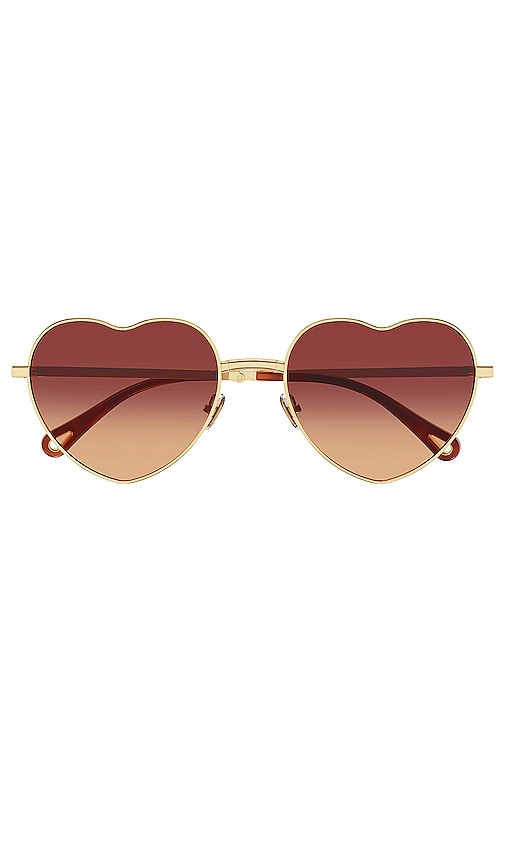Shop Chloé Milane Geometrical Sunglasses In Shiny Classic Gold  Double Gradient Bour