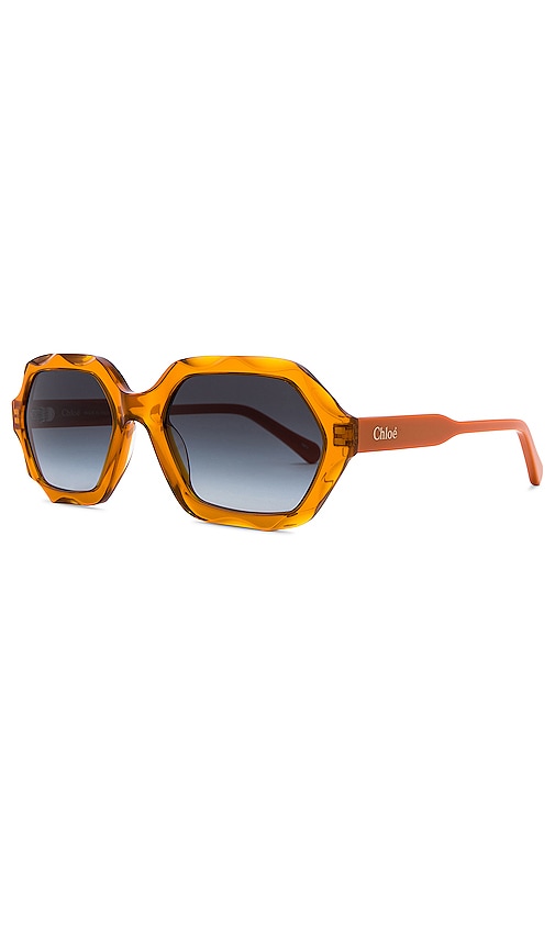 Shop Chloé Scalloped Rectangular Sunglasses In Æ©™è‰²