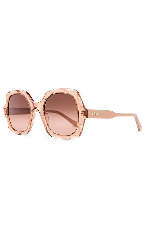 Shop Chloé Scalloped Square Sunglasses In 棕色