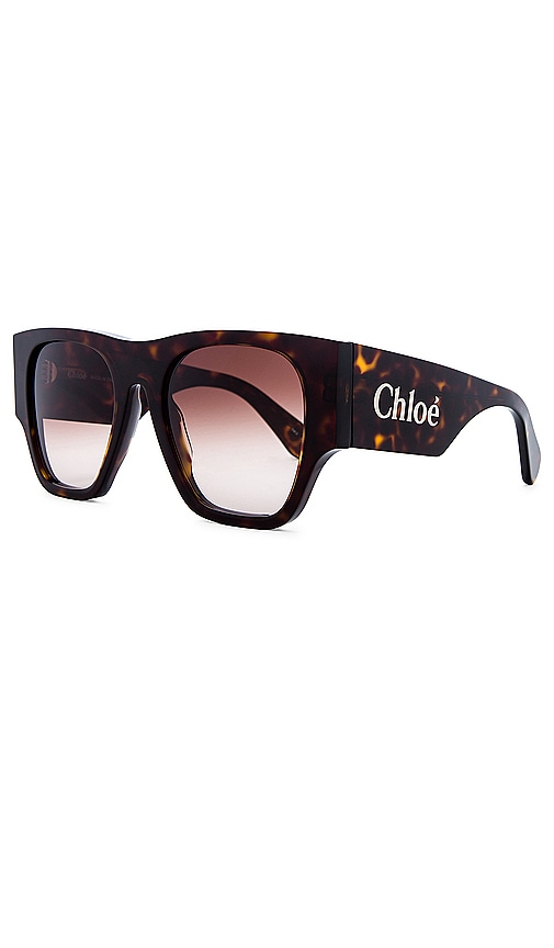 Shop Chloé Oversized Logo Square Sunglasses In Havana