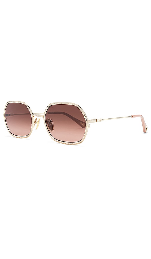 Shop Chloé Scalloped Metal Sunglasses In 金色