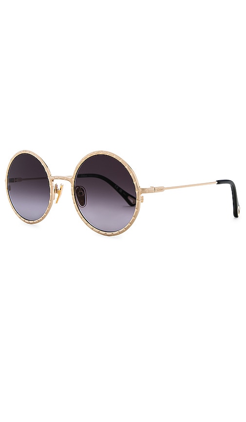 Shop Chloé Scalloped Round Sunglasses In É‡‘è‰²