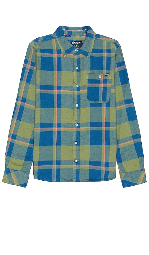 Chubbies The Be Glad Wear Plaid Flannel Shirt In Olive,blue