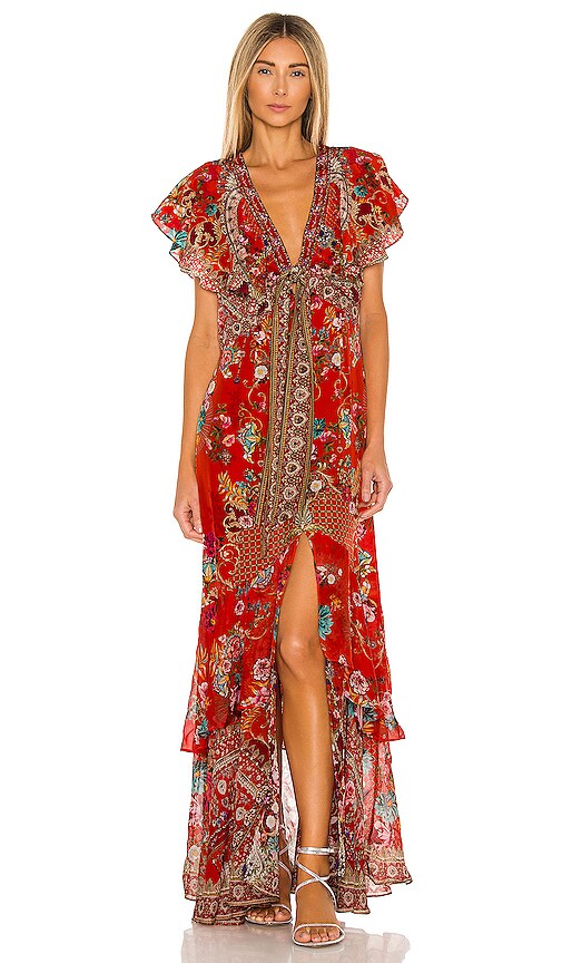 Camilla Tie Front Maxi Dress in Cameos Can Can | REVOLVE
