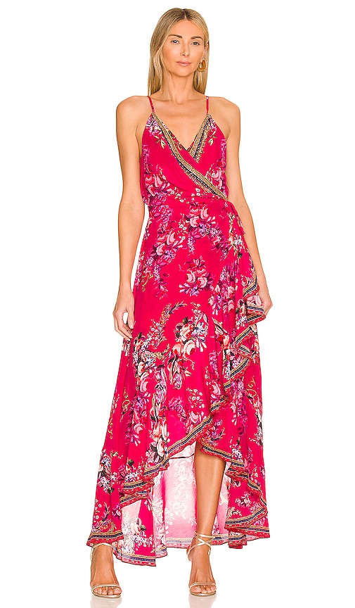 Camilla Draped Front Wrap Dress in Boheme Blooms | REVOLVE