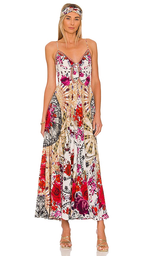 Camilla Tie Front Midi Dress in Reign Of Roses | REVOLVE