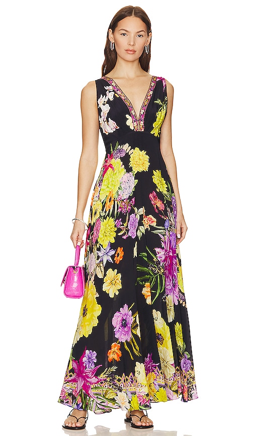 CAMILLA PLUNGE NECK MAXI DRESS