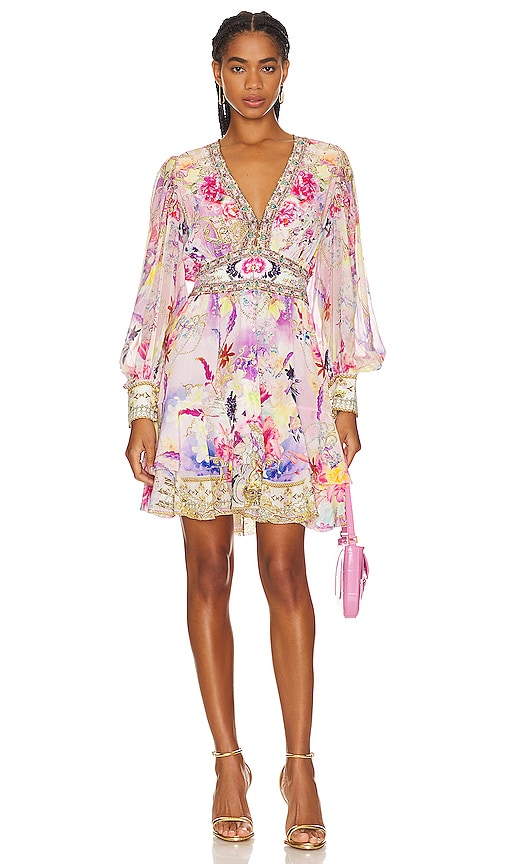 Camilla Button Frill Dress In Lavender