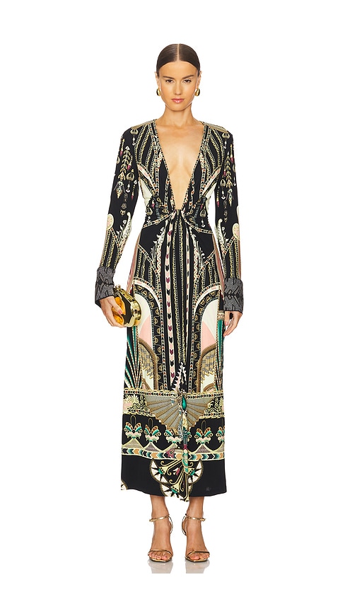 Shop Camilla Long V Neck Twist Front Jersey Dress In They Called Her Nefertari