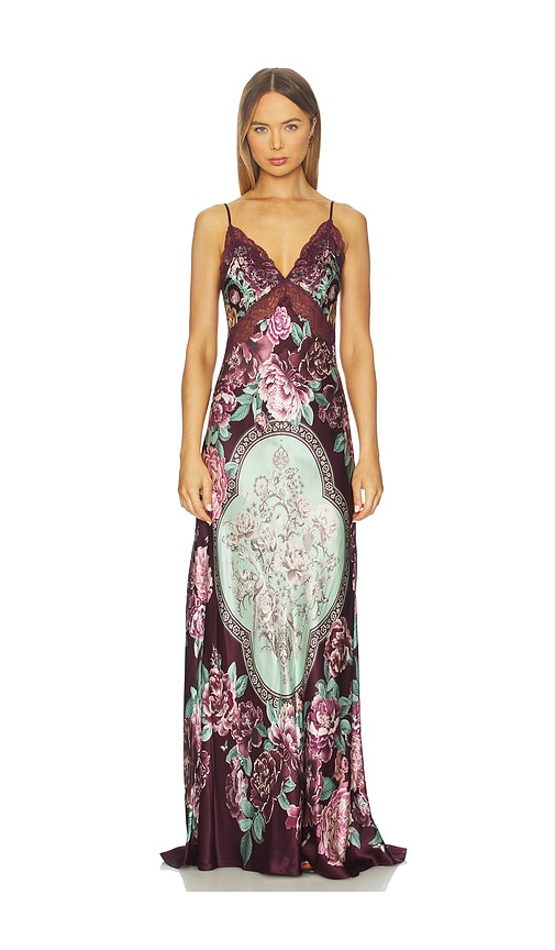 Camilla V Neck Long Bias Slip Dress With Train