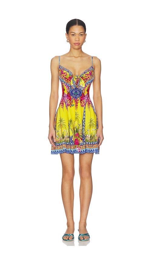 Camilla Short Dress With Tie Front In Multi