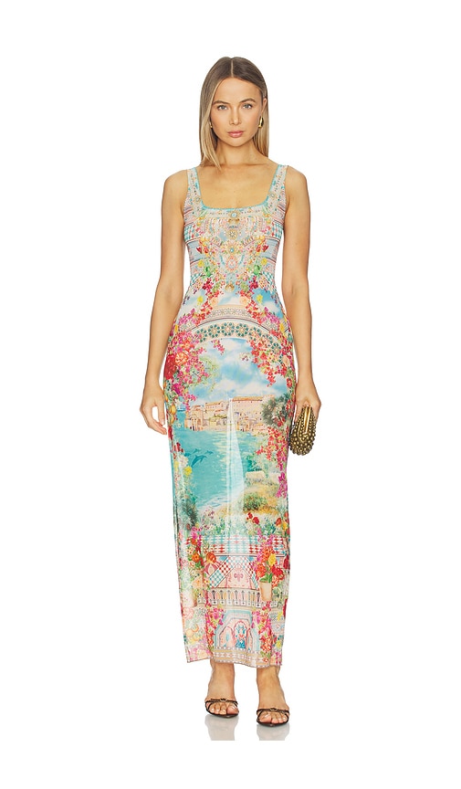 Camilla Square Neck Beach Maxi Dress With Low Back