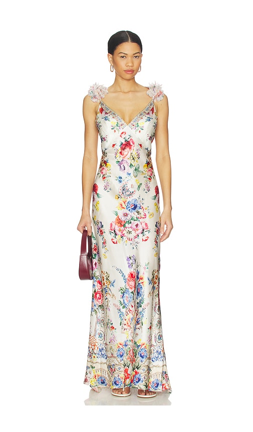 Camilla V Neck Bias Slip Dress With Back Frill