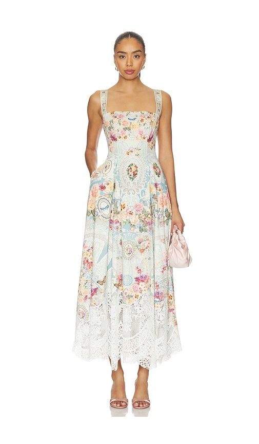 Camilla Taste For Lace Floral-print Lace-trim Midi Dress In Multi