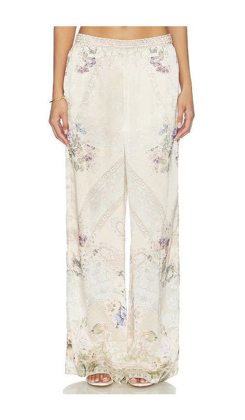 Camilla Minimal Wide Leg Pant in Cream. - size L (also in M, S)