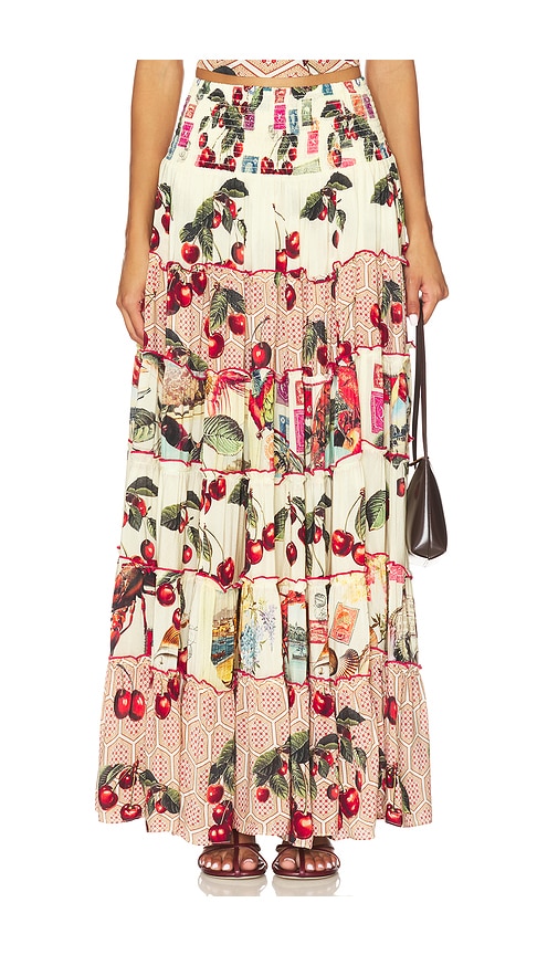 Camilla Silk Shirred Waist Tiered Circle Skirt Notes From The Road In Multi