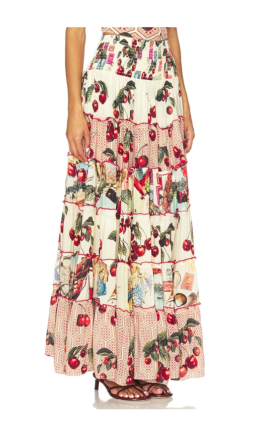 Camilla Silk Shirred Waist Tiered Circle Skirt Notes From The Road In Multi