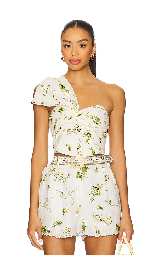 Asymmetric Bow Top in White. - size XL (also in L, M, S, XS)