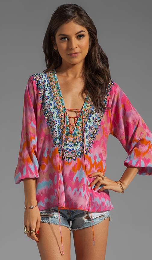 Lace Up Silk Top