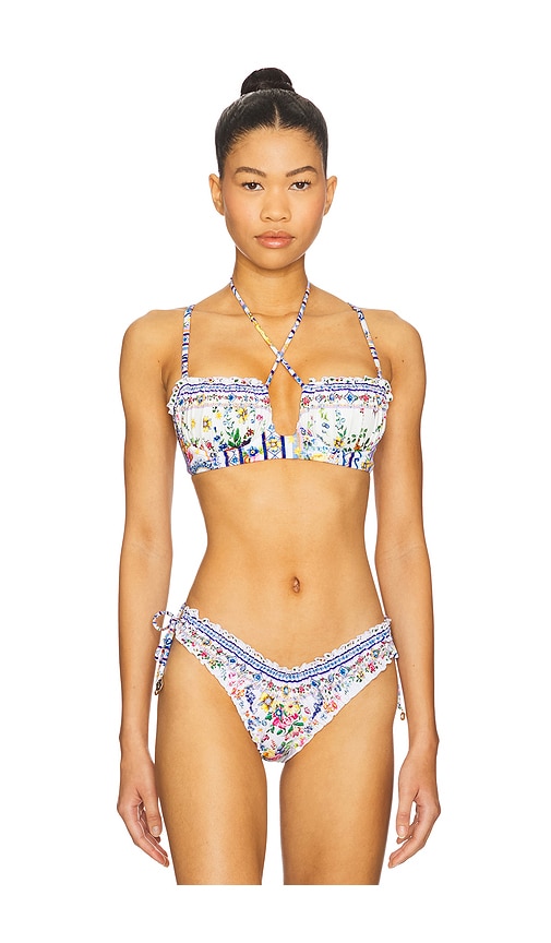 Ruched Underwire Tie Bikini Top in Blue. - size XS (also in M, S)