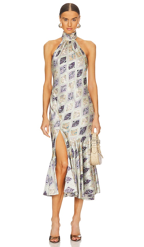 Cinq a Sept Diamond Sea Melissa Dress in Celadon Multi