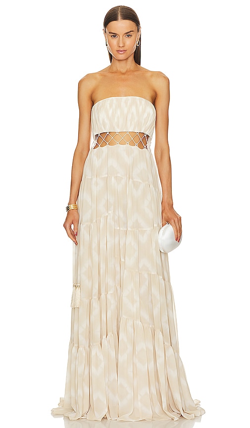 Cinq À Sept Cora Cut-out Gown Dress In Ivory/dayglow
