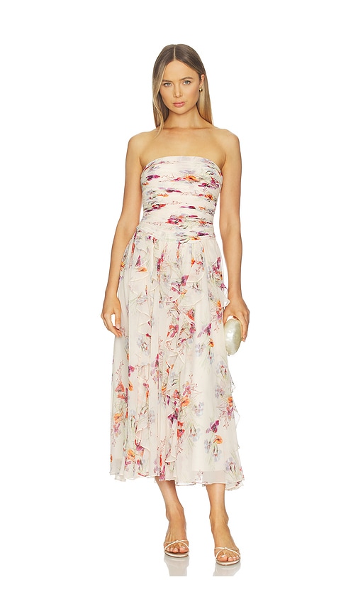 Cinq a Sept Iris Bouquet Galya Dress in Beige. - size 0 (also in 2, 4, 6, 8, 10)