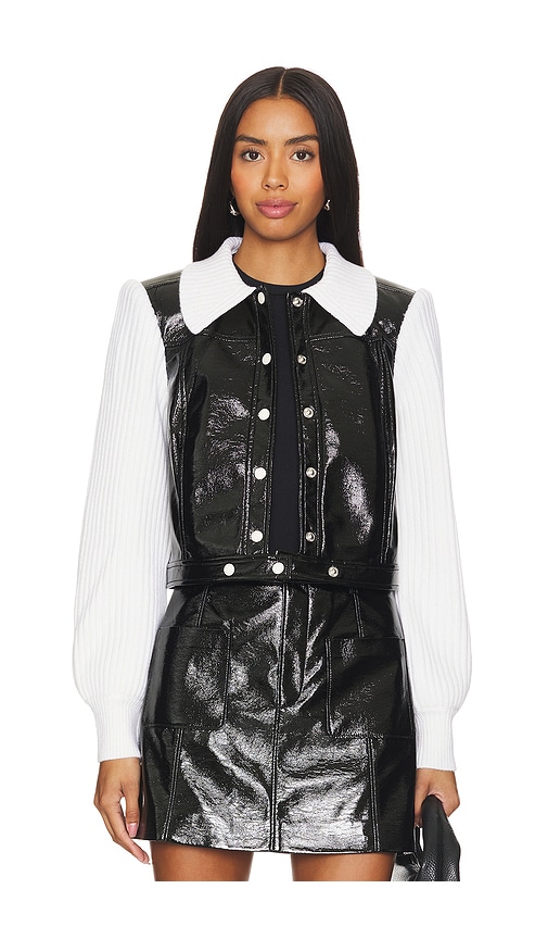 Cinq a Sept Knit Sleeve Ciara Jacket in Black & Ivory