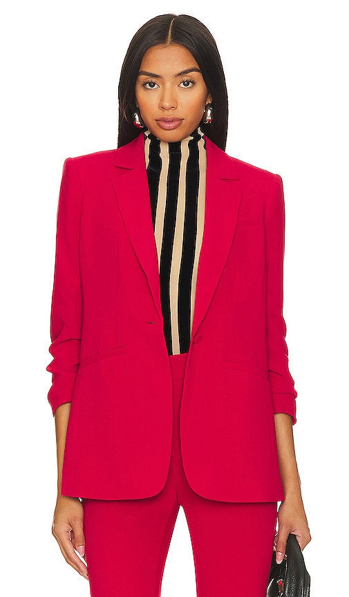 Cinq a Sept Crepe Khloe Blazer in Warm Cranberry