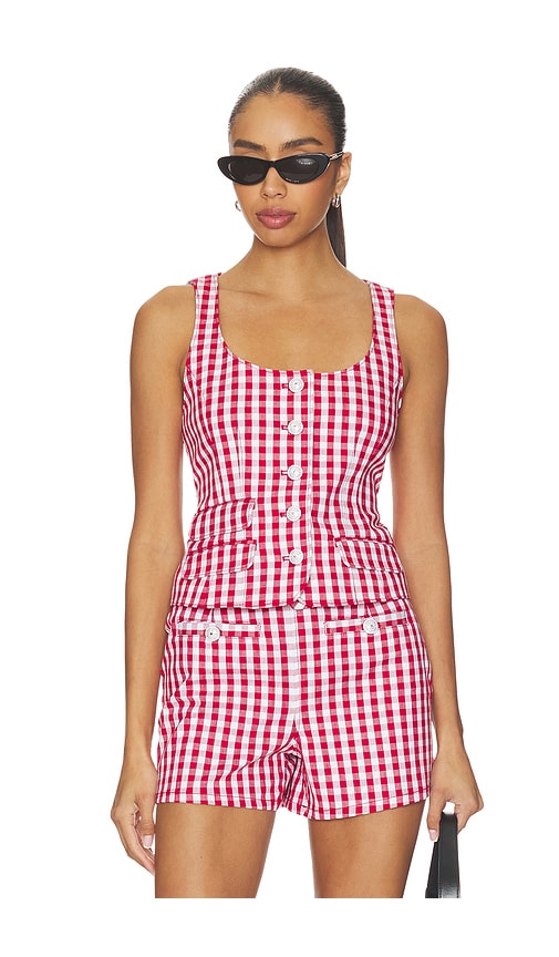 Cinq a Sept Mini Gingham Denim Lovina Top