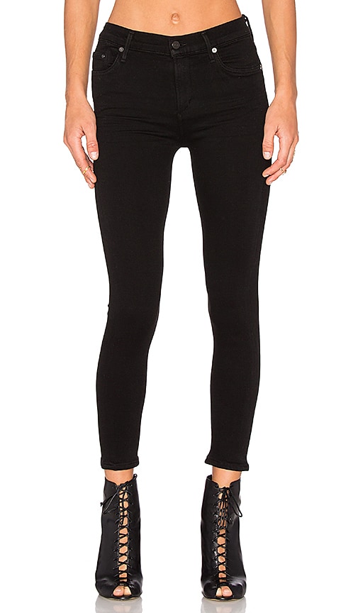 Citizens of Humanity Rocket High Risky Crop Skinny in All Black | REVOLVE