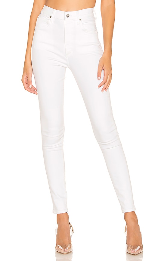 high rise white skinny jeans