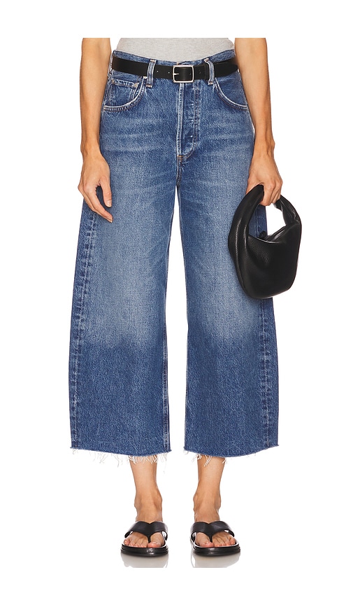 Ayla Undone Hem Crop in Blue. - size 34 (also in 23, 24, 25, 26, 27, 28, 29, 30, 31, 32, 33)