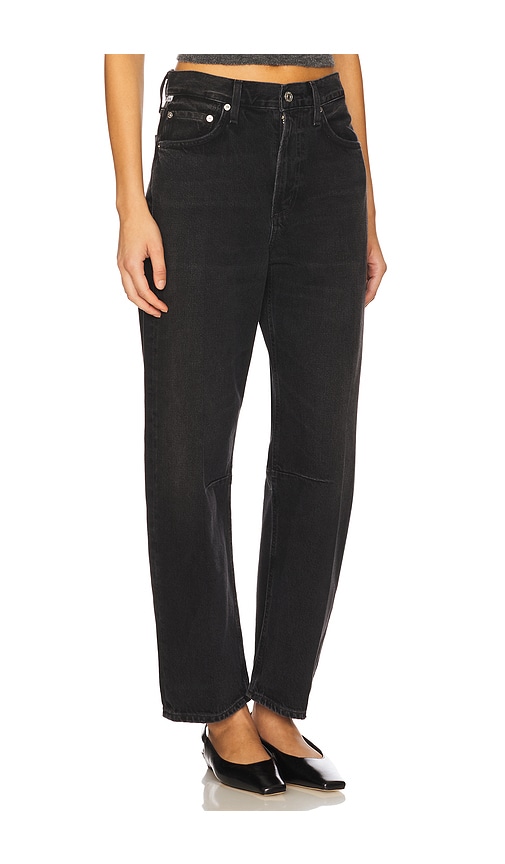 Citizen Of Humanity Dahlia Bow Leg Baby Roll Regenerative Cotton Jeans Stonington In Animal Print