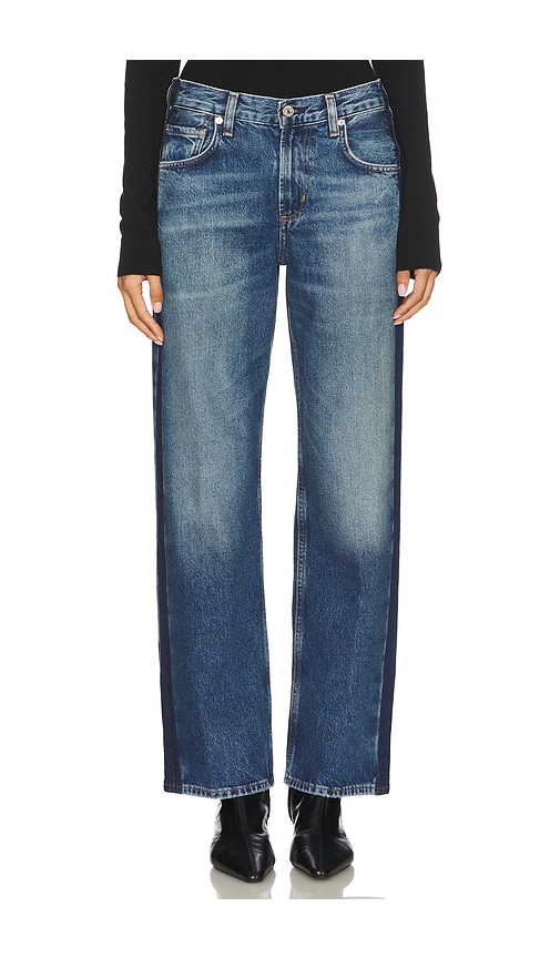 Citizen Of Humanity Lindz Low Rise Easy Straight With Tuxedo Stripe Jeans In Blue