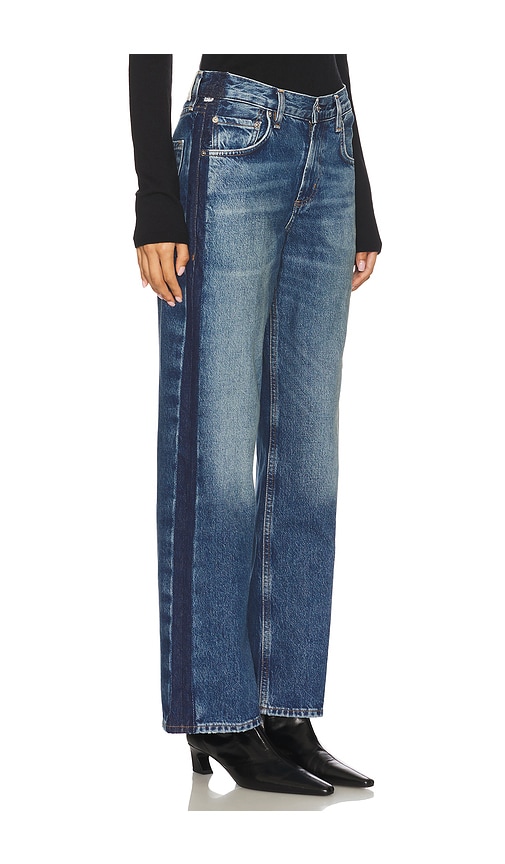 Citizen Of Humanity Lindz Low Rise Easy Straight With Tuxedo Stripe Jeans In Blue