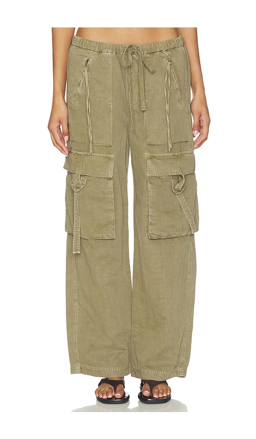 Citizen Of Humanity Womens Bezal (md Olv/grn) Andira Cotton And Linen Blend Cargo Trousers Xs In Gray