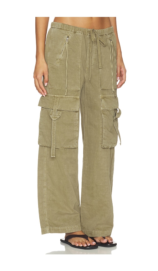 Citizen Of Humanity Womens Bezal (md Olv/grn) Andira Cotton And Linen Blend Cargo Trousers Xs In Gray